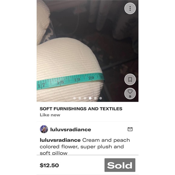 Room decor flower pillows White/peach 20” - Picture 2 of 3